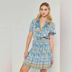 Current Air BORDER PRINT MINI DRESS Size Small in Royal Blue